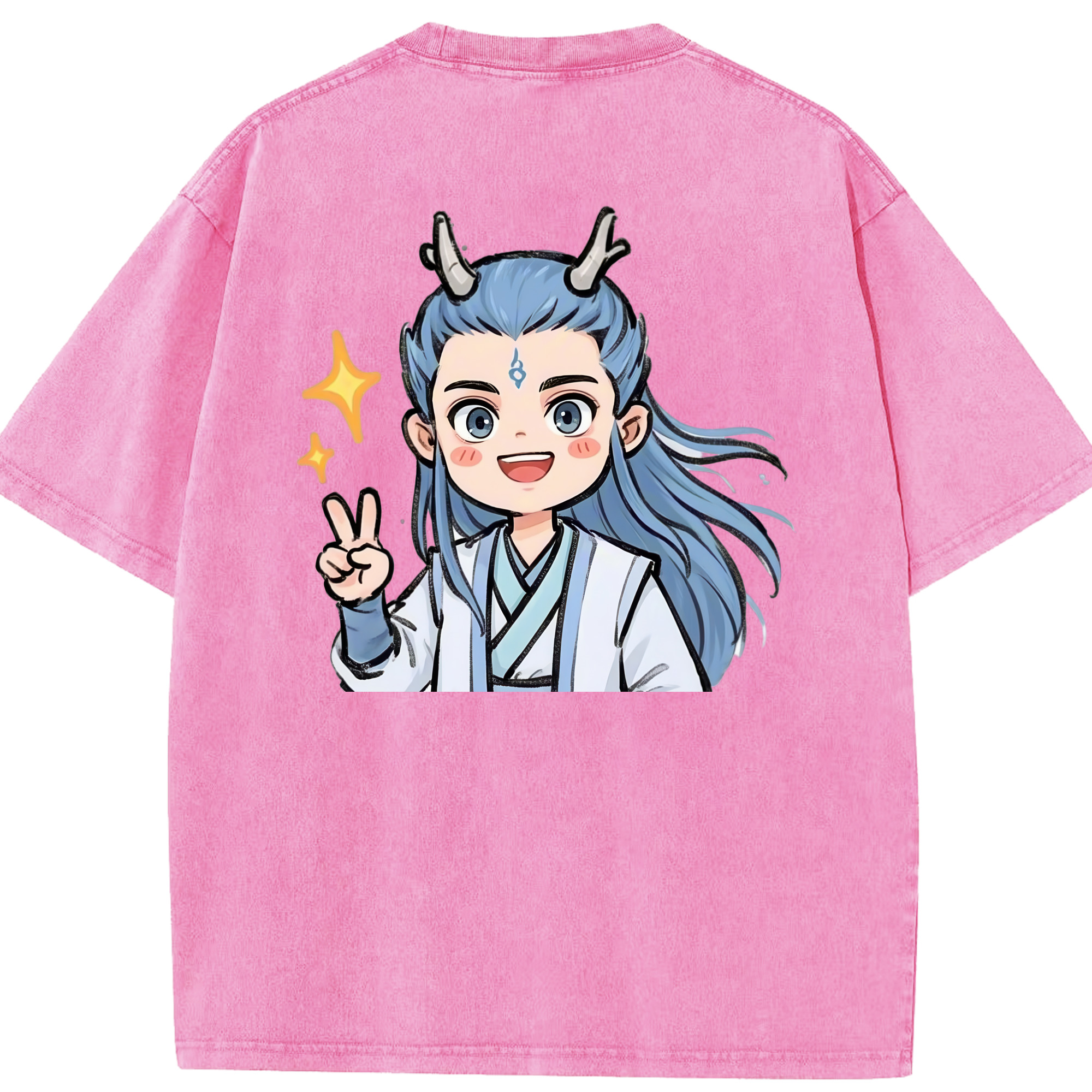 （画像用） Ne Zha 2 ナタ 魔童の大暴れ 綿100% ヴィンテージ風 半袖Tシャツ（背面プリント）